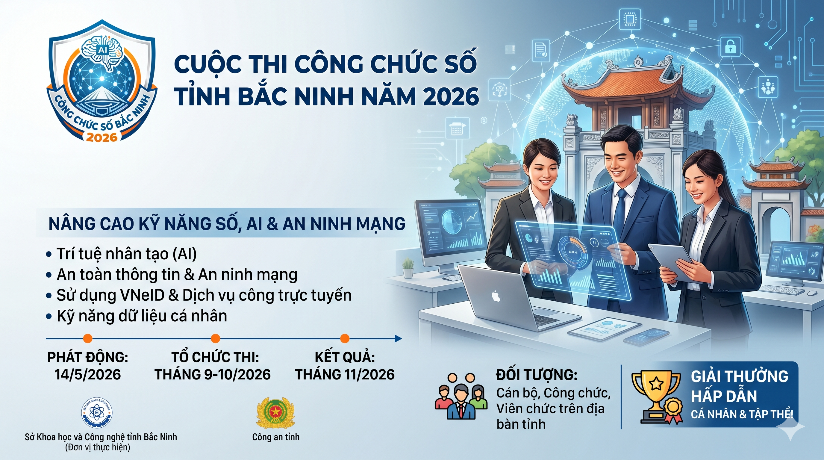Cuộc thi kỹ năng số cho cán bộ, công chức, viên chức Thành phố Bắc Ninh năm 2026 CTKNS-BN